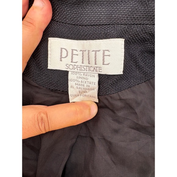 Petite Sophisticate Jackets & Blazers - Petite Sophisticate Vintage Black Textured Blazer Jacket Size 12P Rayon Lined